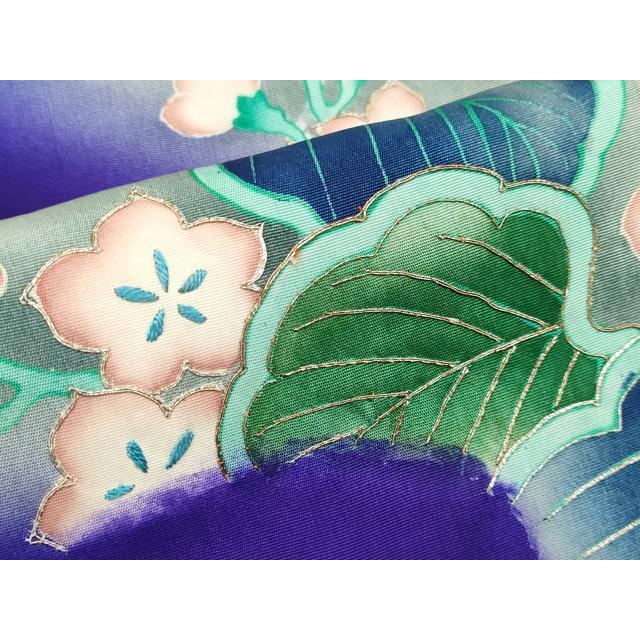 平和屋着物＃中国三大刺繍 相良刺繍 総刺繍 羽織 舞花文 黒地 正絹
