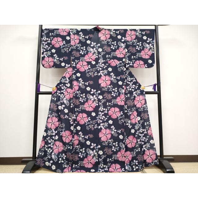 平和屋着物□極上 夏物 撫松庵 セオアルファ 小紋・浴衣兼用 舞花文 