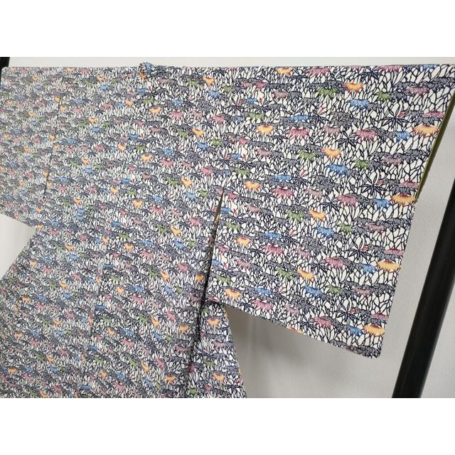 平和屋本店□最高級 城間栄順 本場琉球紅型 小紋 笹 高島屋扱い カラー