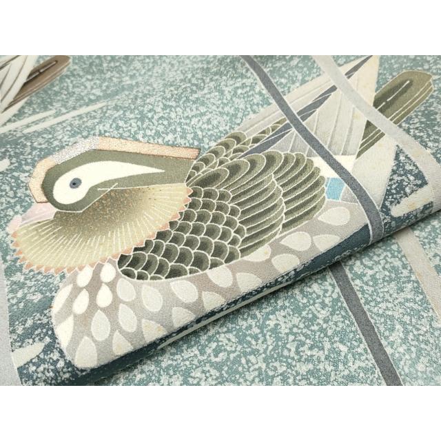 平和屋本店□極上 人間国宝・羽田登喜男 訪問着 鴛鴦 暈し染め 金銀