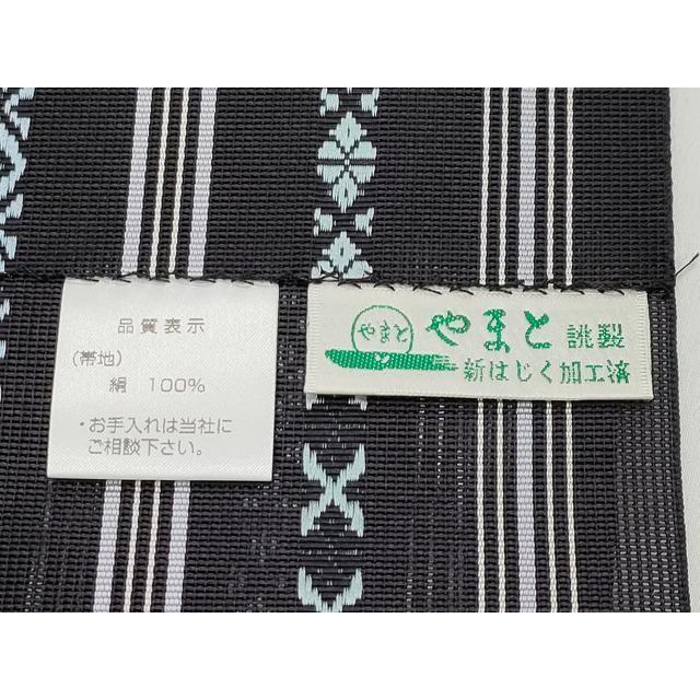 平和屋着物＊夏物　本場筑前博多織　八寸名古屋帯　紗献上　やまと誂製　正絹　逸品　DABC8576cm 平和屋着物□極上 夏物 博多織人 黒木織物 本場筑前博多帯 八寸名古屋