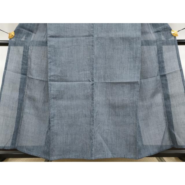 平和屋着物■極上　夏物　男性　本場小千谷ちぢみ　縞　藍鉄色地　麻　逸品　CYAA3907s5 平和屋着物□極上 夏物 男性 本場小千谷ちぢみ 縞 藍鉄色地 麻 逸品
