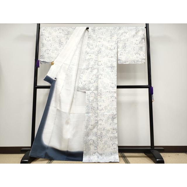 平和屋本店○極上 本場大島紬 白大島 9マルキ 白凰 彩陽花紋 窪田織物