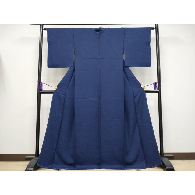 平和屋着物●極上　色無地　本藍染　霞地紋　鉄紺色地　逸品　未使用　CYAA4179s6 平和屋着物○極上 色無地 本藍染 霞地紋 鉄紺色地 逸品 未使用