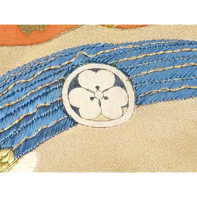 平和屋着物●極上　アンティーク　大正ロマン　振袖　雪輪双鶴花丸文　黒地　金彩　逸品　CYAA4234s6_8