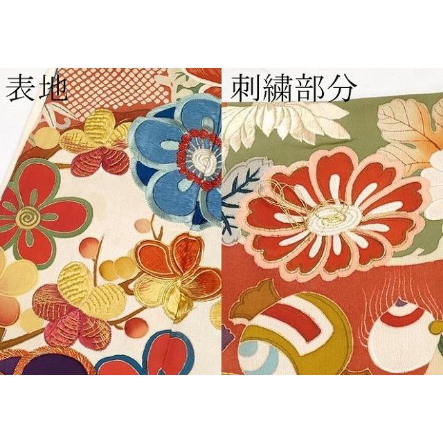 平和屋着物●極上　アンティーク　大正ロマン　振袖　雪輪双鶴花丸文　黒地　金彩　逸品　CYAA4234s6_9