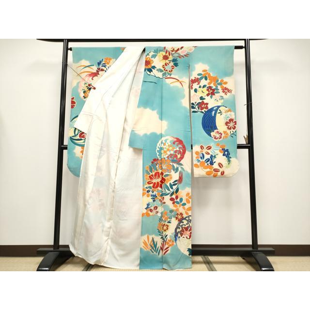 平和屋本店＊極上 夏物 アンティーク 大正ロマン 振袖 駒刺繍 絽縮緬