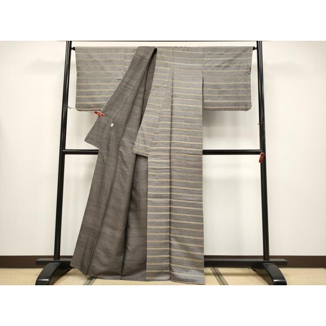 平和屋本店●極上　インド・アッサム　野蚕糸工房　手織　ムガシルク　横段文　証紙付き　逸品　CYAA4387s6_1