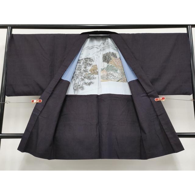 平和屋本店○極上 男性 本場結城紬 重要無形文化財 アンサンブル 色