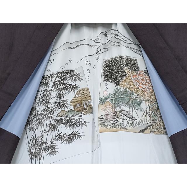 平和屋本店○極上 男性 本場結城紬 重要無形文化財 アンサンブル 色