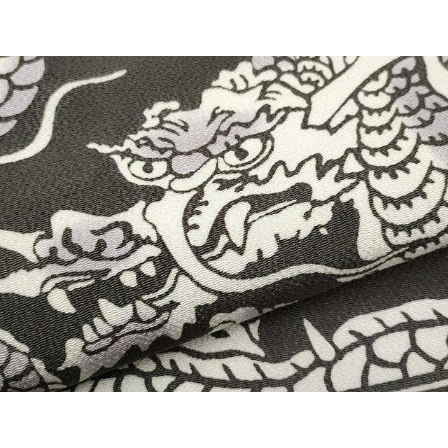 平和屋本店●極上　和染紅型　栗山紅型　栗山吉三郎　九寸名古屋帯　龍　黒緑色地　鬼しぼ縮緬　逸品　新品　CYAA4423s6 平和屋本店○極上 和染紅型 栗山紅型 栗山吉三郎 九寸名古屋帯 龍 鬼