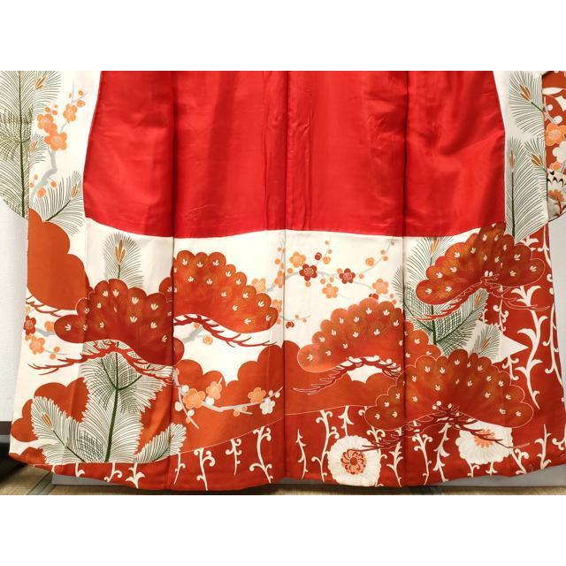 (あ866) 大正ロマン彩る亀甲文様と枝松刺繍 アンティーク振袖㊗️3点セット 平和屋本店○極上 アンティーク 大正ロマン 中国三大刺繍 相良刺繍