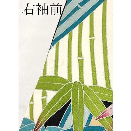 平和屋本店○極上 振袖 友禅 作家物 草花文 黒地 逸品 CYAA4481s6
