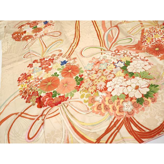平和屋本店○極上 アンティーク 大正ロマン 振袖 駒刺繍 薬玉花文 金彩