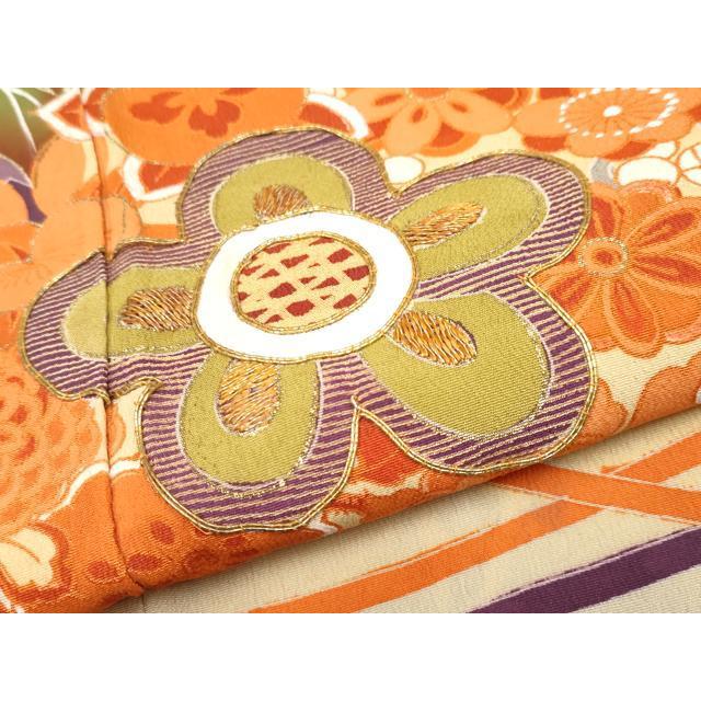 平和屋本店○極上 アンティーク 大正ロマン 振袖 駒刺繍 御所車吉祥花