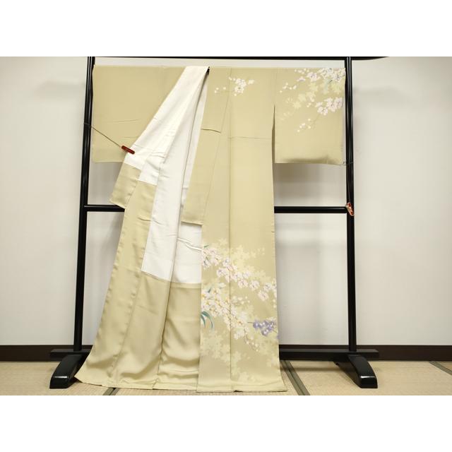 平和屋本店●極上　十日町友禅　女流作家　遠田藤舟　訪問着　胡蝶蘭　浅黄色地　逸品　CYAA4584s6_1