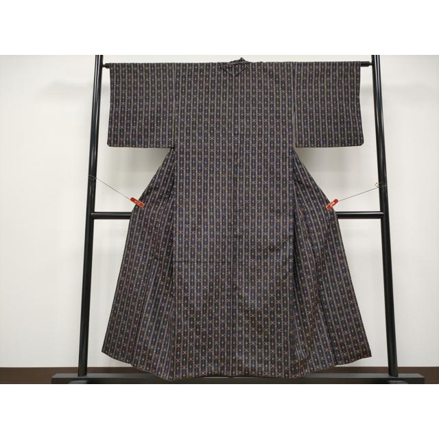 平和屋着物●極上　本場琉球　読谷山花織　紬地　濃紺地　逸品　CYAA4626s6_1