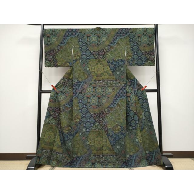 平和屋本店○極上 前田仁仙 仁仙更紗 小紋 鳳凰花唐草文 逸品
