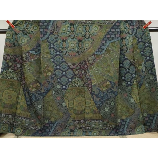 平和屋着物●極上　前田仁仙　仁仙更紗　全通柄袋帯　更紗花文　金彩　逸品　DZAB4518kh6 平和屋本店○極上 前田仁仙 仁仙更紗 小紋 鳳凰花唐草文 逸品