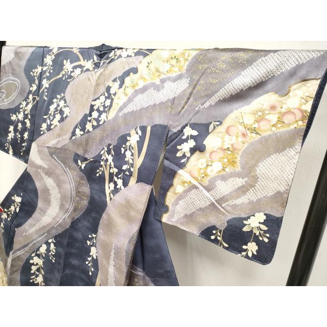 平和屋着物●極上　十日町 名門青柳高級ブランド　大喜百花　訪問着　駒刺繍　絞り　雪輪枝花文　金彩　褐色地　逸品　CYAA4713s6_2