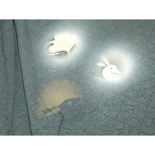 平和屋着物○極上 男性 訪問着 刺繍 動物シルエット 蛍暈し 金彩 仙斎