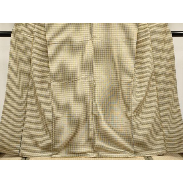 平和屋着物●極上　本塩沢　やまだ織　格子柄　平賀則子作　証紙付き　逸品　CYAA4804s6
