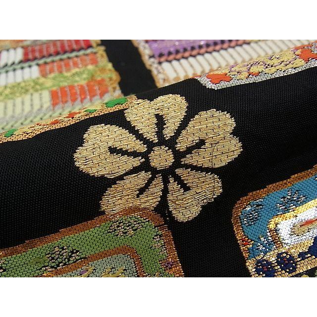 平和屋本店○最高級 龍村平蔵製 本袋帯 威毛錦 唐織 黒地 金銀糸 逸品