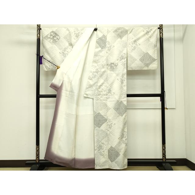平和屋本店●極上　訪問着　東雲絞り　相良刺繍　流水花文　暈し染め　金糸　銀通し地　逸品　未使用　DZAB3813kh6 平和屋着物□訪問着 駒刺繍 流水鴛鴦枝花文 暈し染め 金彩 正絹 逸品