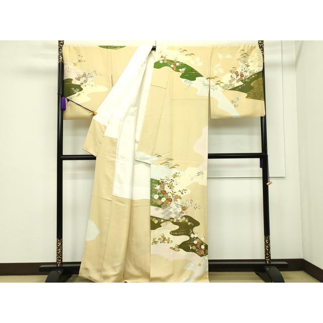 平和屋本店■極上　創業460年・千總　訪問着　駒刺繍　道長草花文　飴色地　逸品　CZAA1320s5