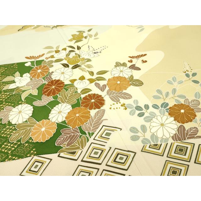 平和屋本店■極上　創業460年・千總　訪問着　駒刺繍　道長草花文　飴色地　逸品　CZAA1320s5