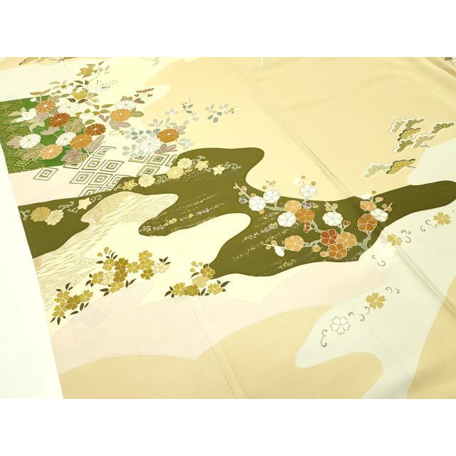 平和屋本店■極上　創業460年・千總　訪問着　駒刺繍　道長草花文　飴色地　逸品　CZAA1320s5