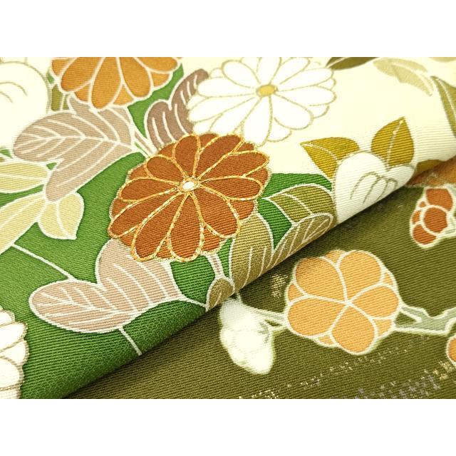 平和屋本店■極上　創業460年・千總　訪問着　駒刺繍　道長草花文　飴色地　逸品　CZAA1320s5