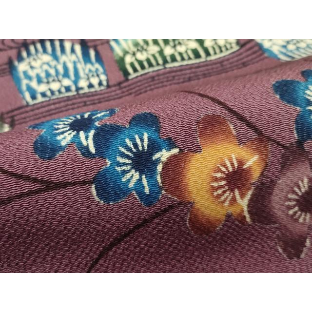 平和屋着物●極上　創華手差し紅型　都巳二　紬　格子舞蝶文　証紙付き　逸品　CYAA4751s6 平和屋本店□極上 摺型友禅 京都 多ち花 小紋 枝花文 鬼しぼ縮緬 逸品