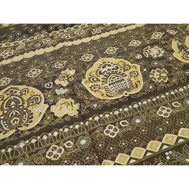 平和屋本店□極上 訪問着 総刺繍 スワトウ刺繍 更紗花文 金糸 ますいわ