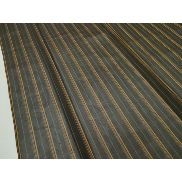 平和屋本店□希少 夏物 本場黄八丈 夏黄八 黒黄八 紗紬 縞 黒地 反端