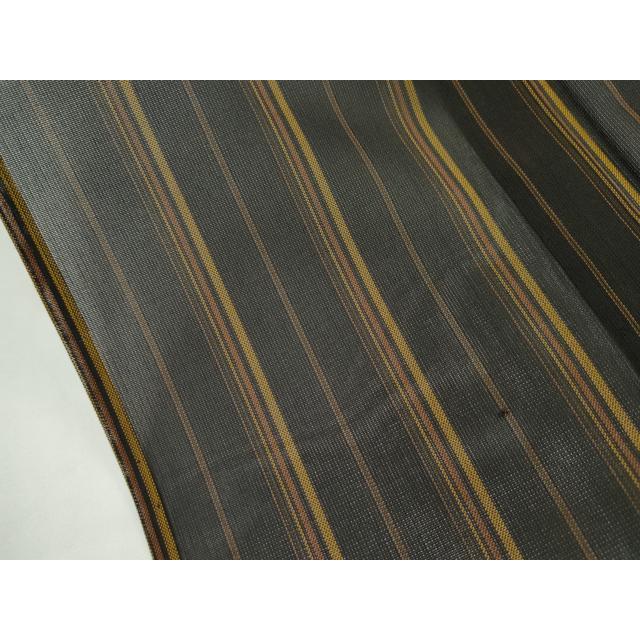 平和屋本店□希少 夏物 本場黄八丈 夏黄八 黒黄八 紗紬 縞 黒地 反端