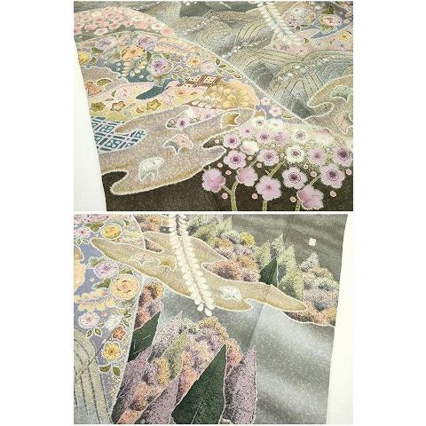 平和屋本店●極上　越後十日町の一流染匠　桐屋・翠山工房　振袖　辻が花　暈し染め　銀通し地　逸品　DZAB4858kh6 平和屋本店□極上 越後十日町の一流染匠 桐屋・翠山工房 徳永憲峯 振袖