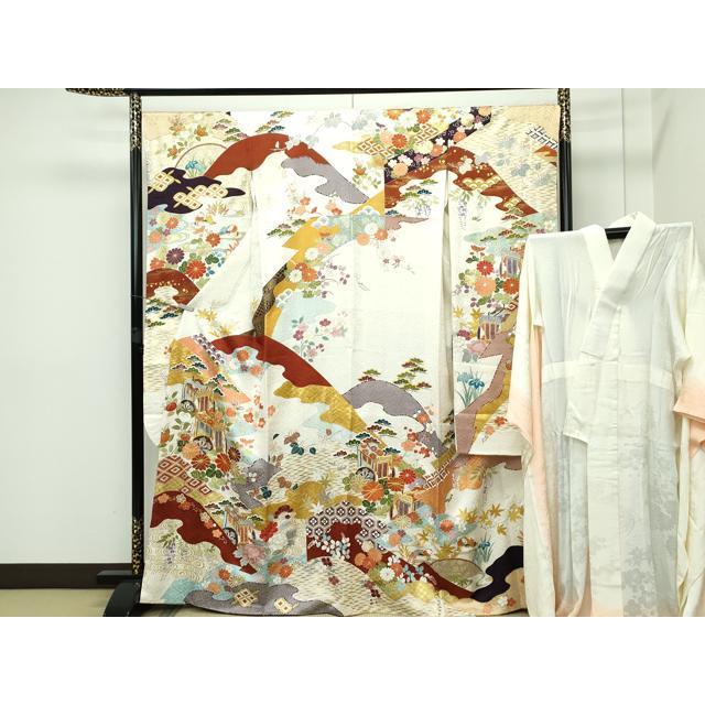未使用保管品！高島屋×千總 振袖 丸帯セット 金彩 金刺繍 蝶花柄 青 