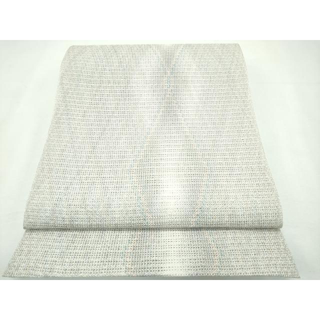 平和屋本店■極上　夏物　八寸名古屋帯　羅　菱　銀糸　ゑり善扱い　たとう紙付き　逸品　CZAA2624s5_1