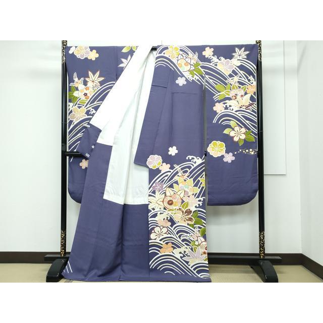 平和屋本店□極上 創業460年・千總 誰が袖好み 振袖 駒刺繍 立波草花文