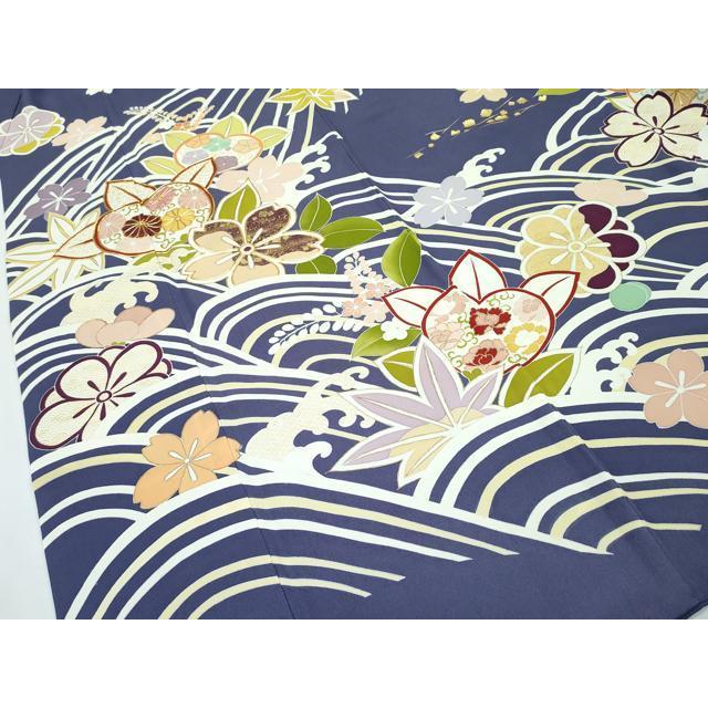 平和屋本店□極上 創業460年・千總 誰が袖好み 振袖 駒刺繍 立波草花文
