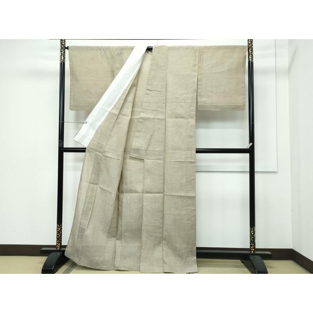 平和屋着物□極上 夏物 本場小千谷ちぢみ 色無地 利休茶色 証紙付き