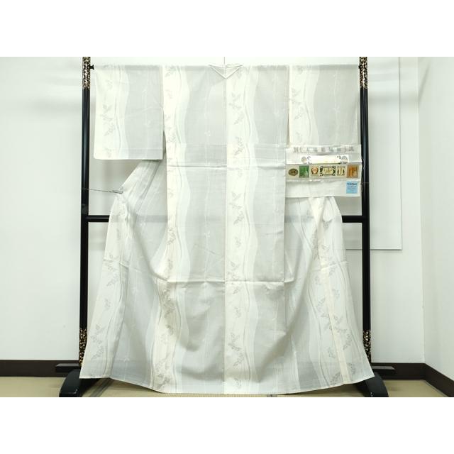 平和屋着物■極上　夏物　本場真綿絢結城紬　夏結城　100亀甲　葡萄草木文　砥粉色地　証紙付き　逸品　未使用　CZAA3149s5_1