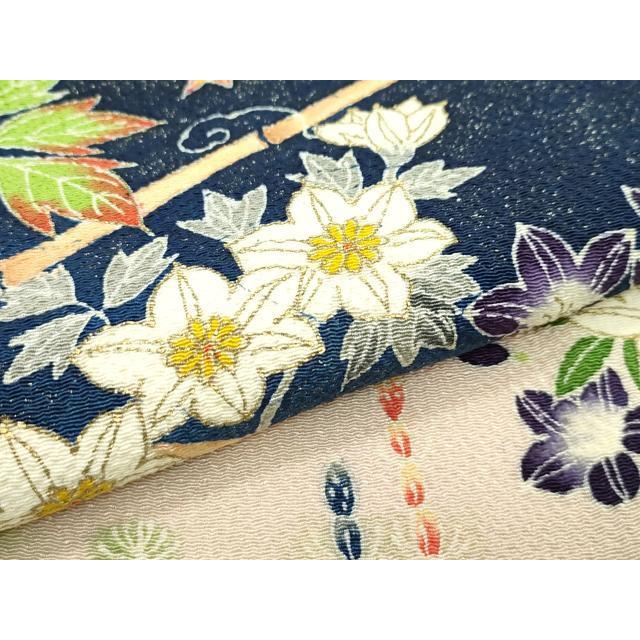 平和屋本店□極上 浦野理一 金彩友禅 色留袖 草花文 金彩 鬼しぼ縮緬