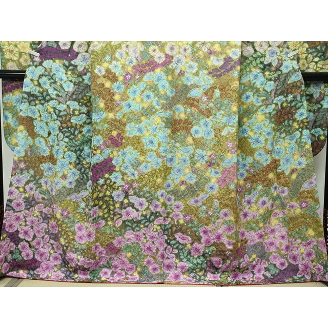 平和屋本店■極上　振袖　辻が花　絞り　暈し染め　銀通し地　逸品　CZAA3403s5