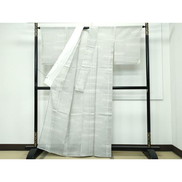 平和屋着物□極上 夏物 本場大島紬 夏大島 白大島 幾何学文様 逸品