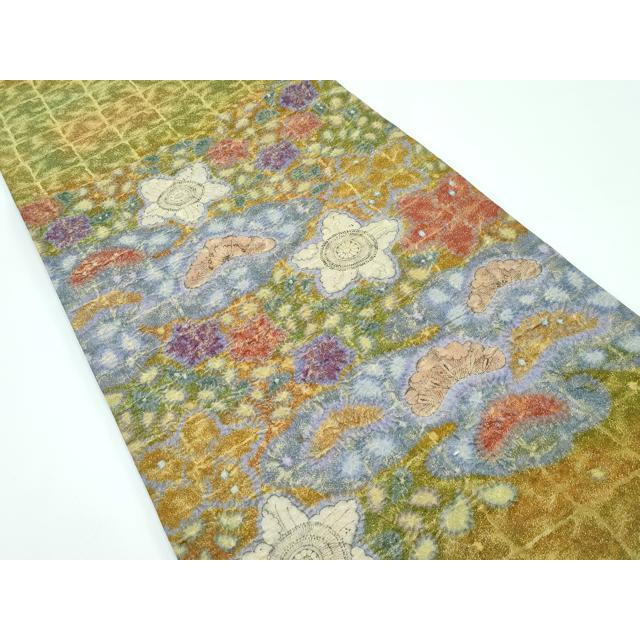 平和屋本店□最高級 初代 久保田一竹 幻の辻が花 太鼓柄袋帯 絞り 金 
