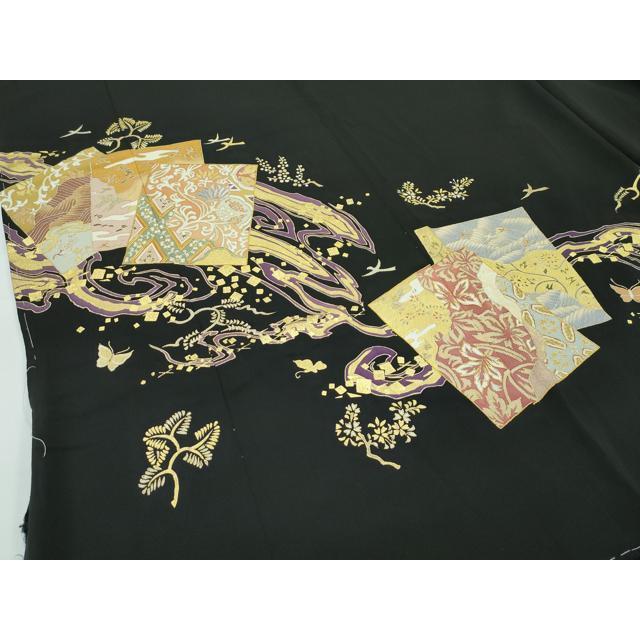 平和屋本店■極上　創業460年・千總　黒留袖　仮絵羽　駒刺繍　色紙重ね花鳥文　金彩　逸品　未使用　CZAA3840s5