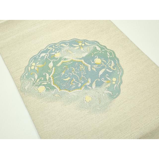 平和屋本店□極上 爪掻き本綴れ 西陣 川島織物 八寸名古屋帯 絵皿花鳥