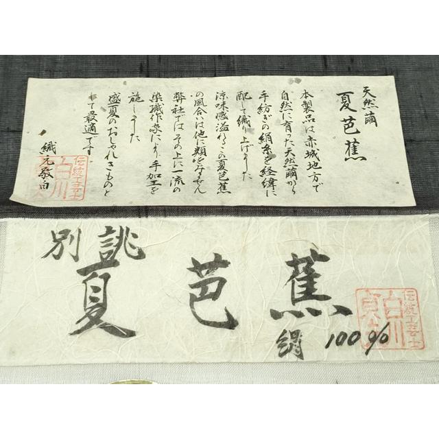平和屋着物□極上 夏物 絹芭蕉 夏芭蕉 伝統工芸士 白川貞夫 トンボ